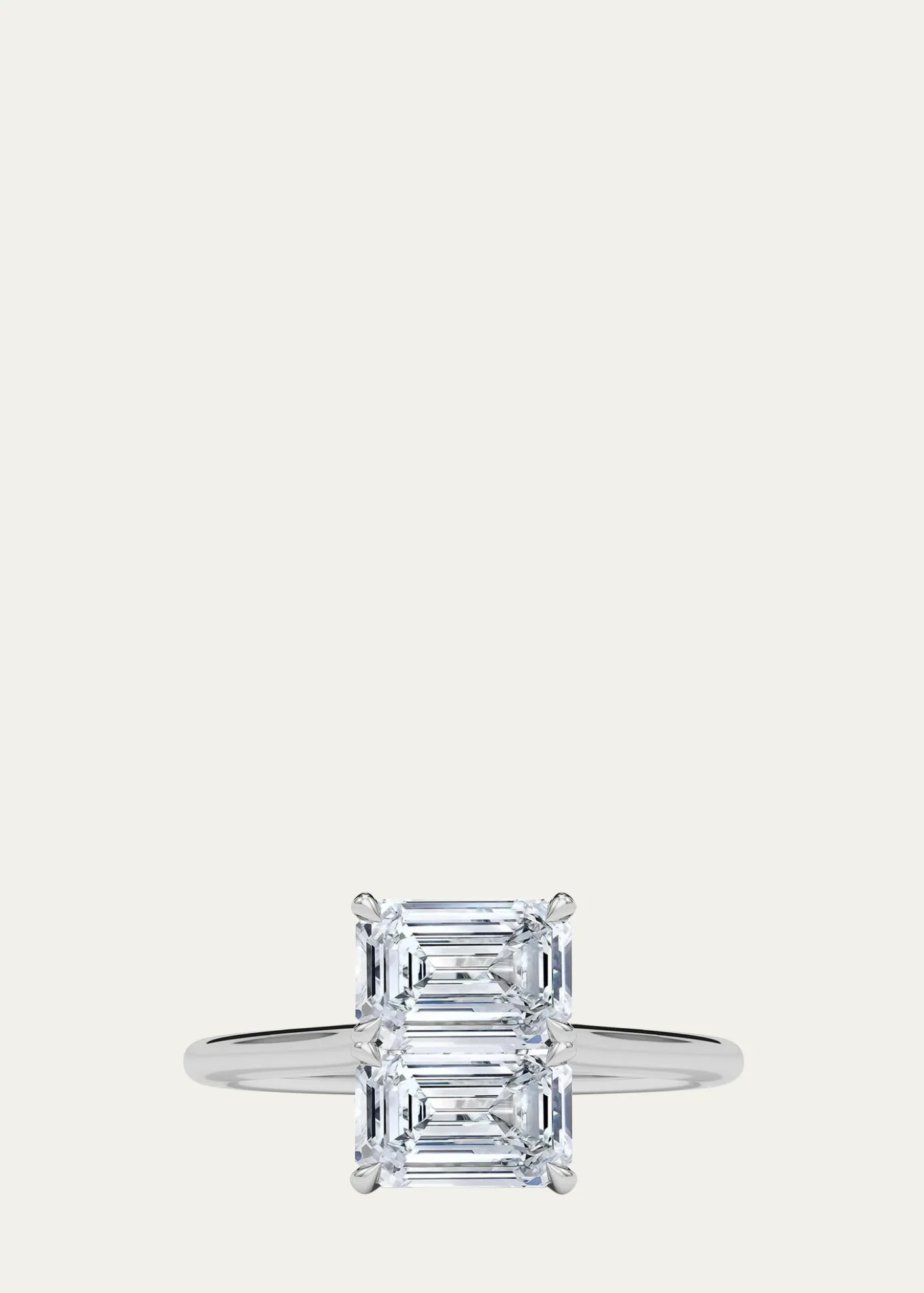 HauteCarat18K Emerald Lab Grown Diamond East-West Twin Ring