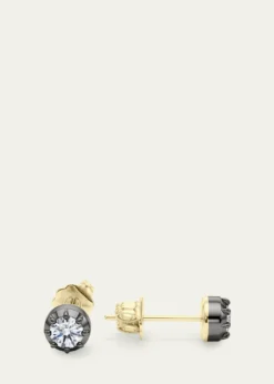 HauteCarat18K Georgian Cut Lab Grown Diamond Stud Earrings, 4.0tcw