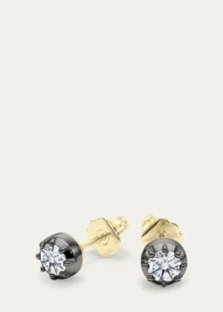 HauteCarat18K Georgian Cut Lab Grown Diamond Stud Earrings, 4.0tcw