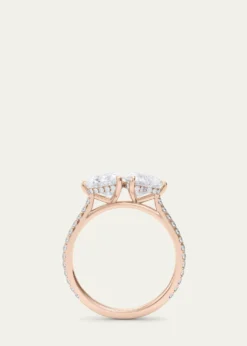 HauteCarat18K Heart Lab Grown Diamond West Pave Twin Ring