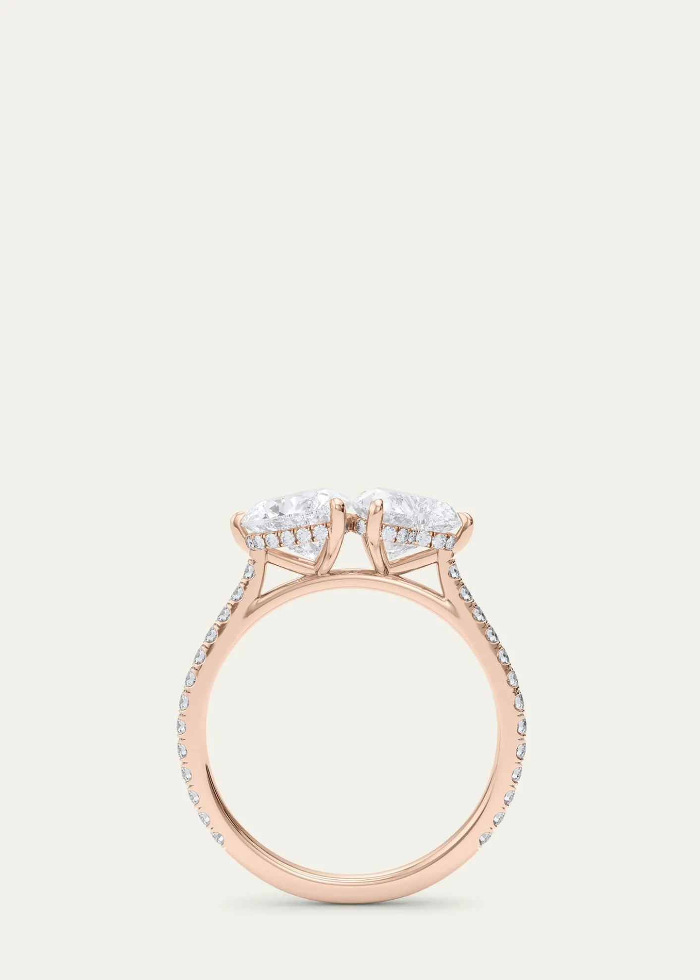 HauteCarat18K Heart Lab Grown Diamond West Pave Twin Ring
