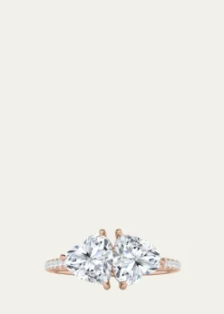 HauteCarat18K Heart Lab Grown Diamond West Pave Twin Ring