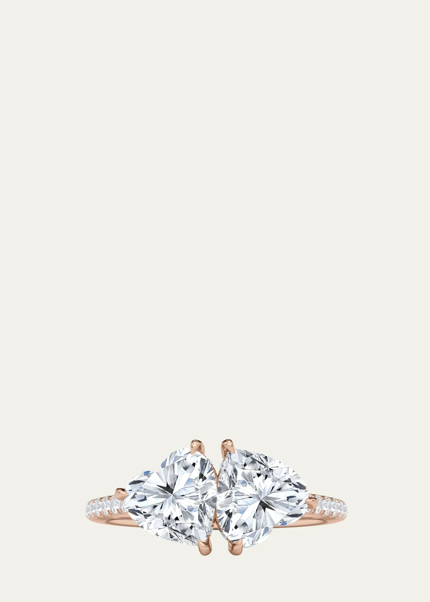 HauteCarat18K Heart Lab Grown Diamond West Pave Twin Ring