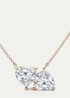 HauteCarat18K Heart Shape Lab Grown Diamond Twin Necklace