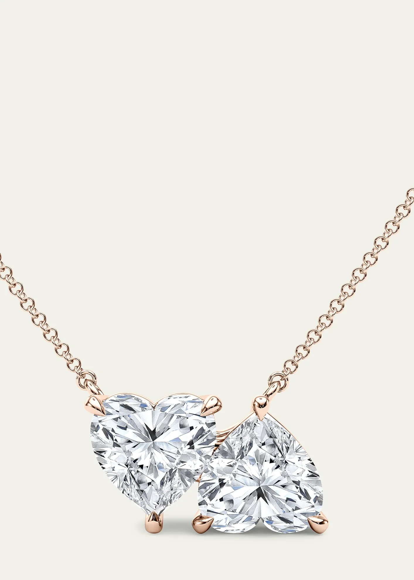 HauteCarat18K Heart Shape Lab Grown Diamond Twin Necklace