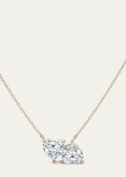 HauteCarat18K Heart Shape Lab Grown Diamond Twin Necklace