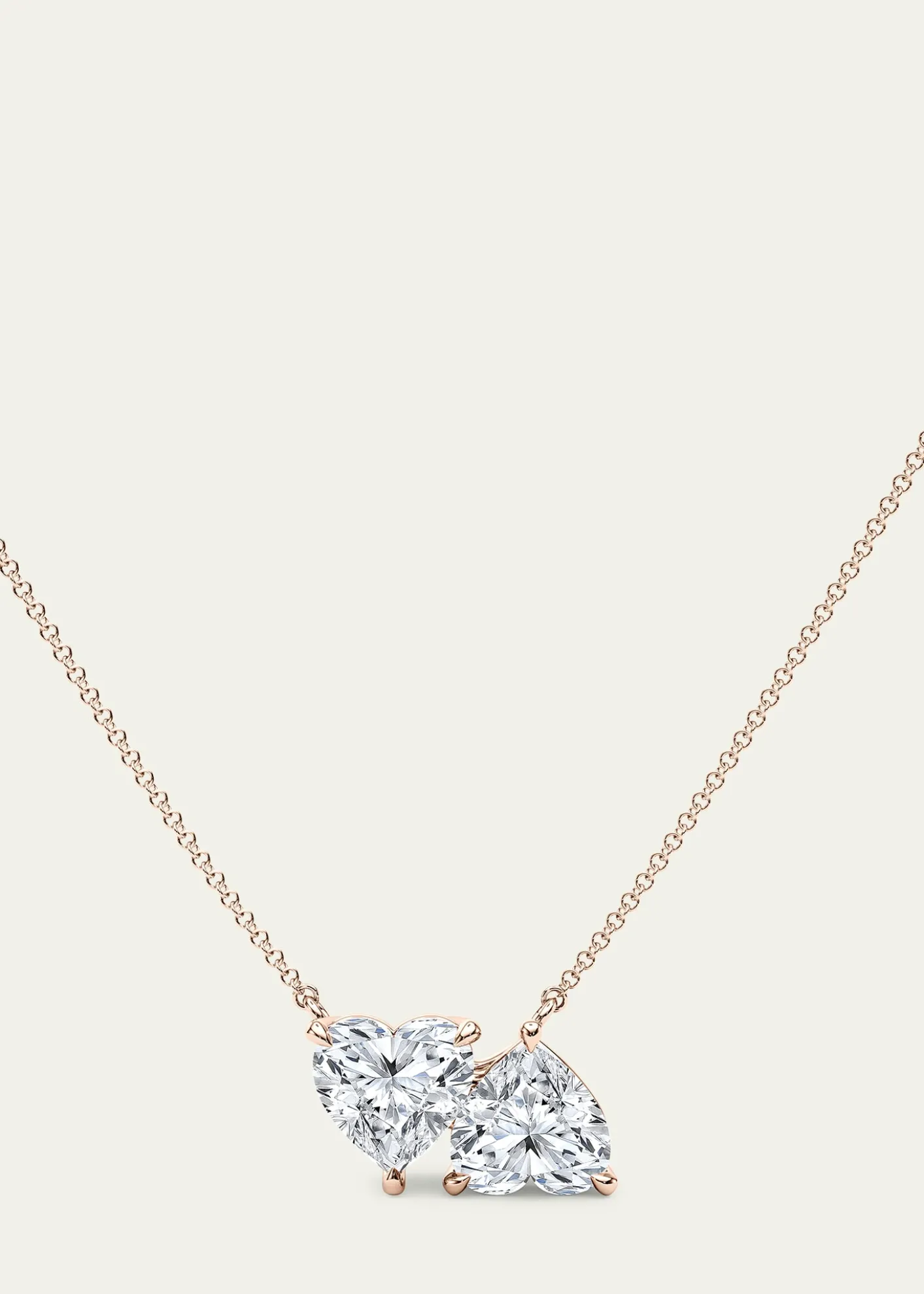HauteCarat18K Heart Shape Lab Grown Diamond Twin Necklace