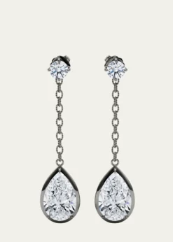 HauteCarat18K Link Chain Pear Lab Grown Diamond Drop Earrings