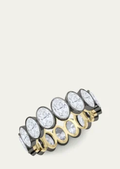 HauteCarat18K Oval Cut Bezel Lab Grown Diamond Eternity Band, 6.0tcw