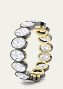 HauteCarat18K Oval Cut Bezel Lab Grown Diamond Eternity Band, 6.0tcw