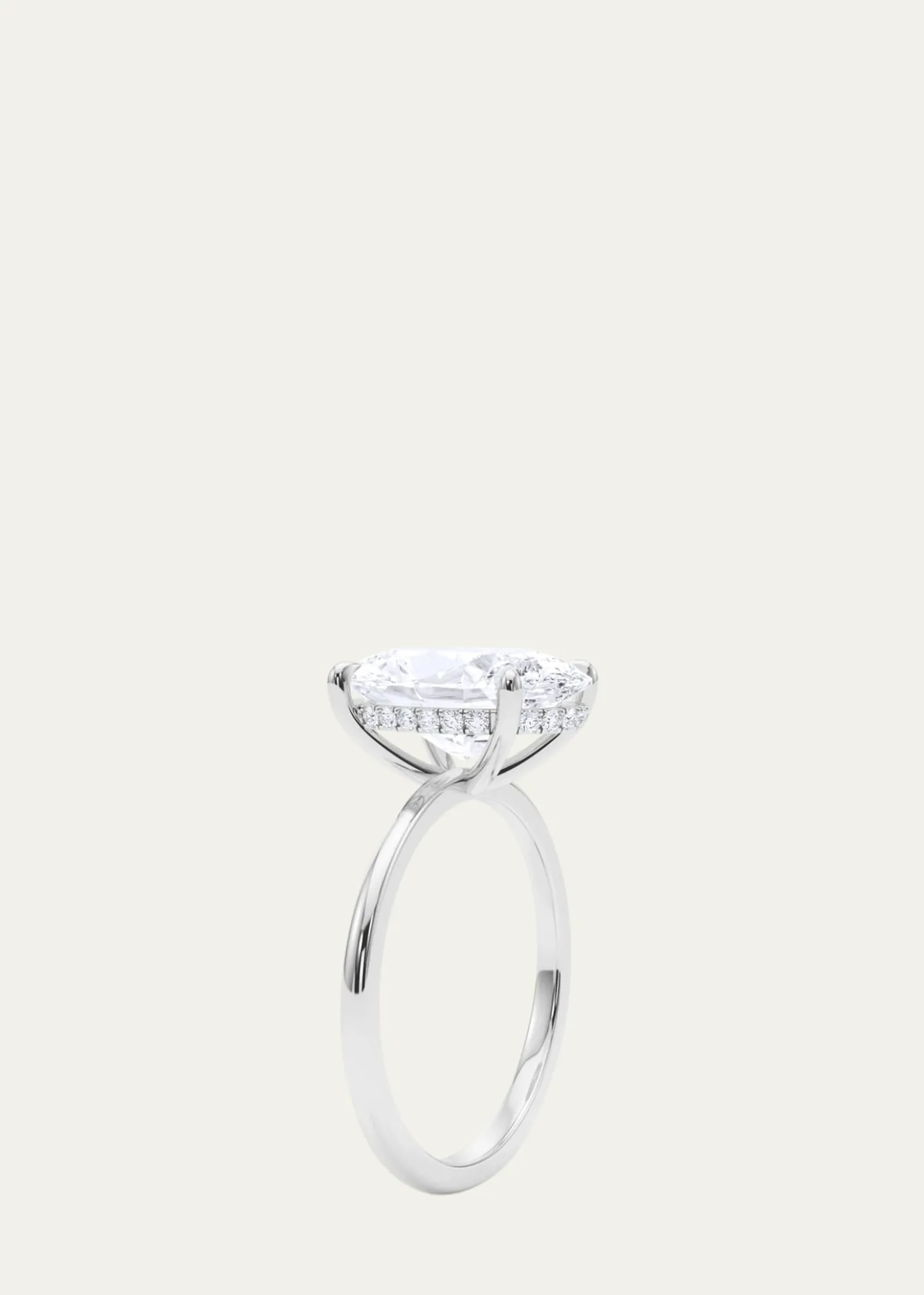 HauteCarat18K Oval Cut Hidden Halo Platinum Lab Grown Diamond Ring, 3.0tcw
