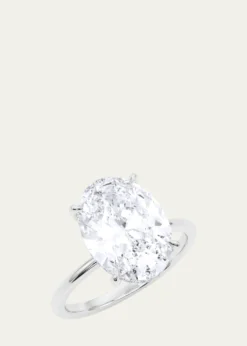 HauteCarat18K Oval Cut Hidden Halo Platinum Lab Grown Diamond Ring, 3.0tcw