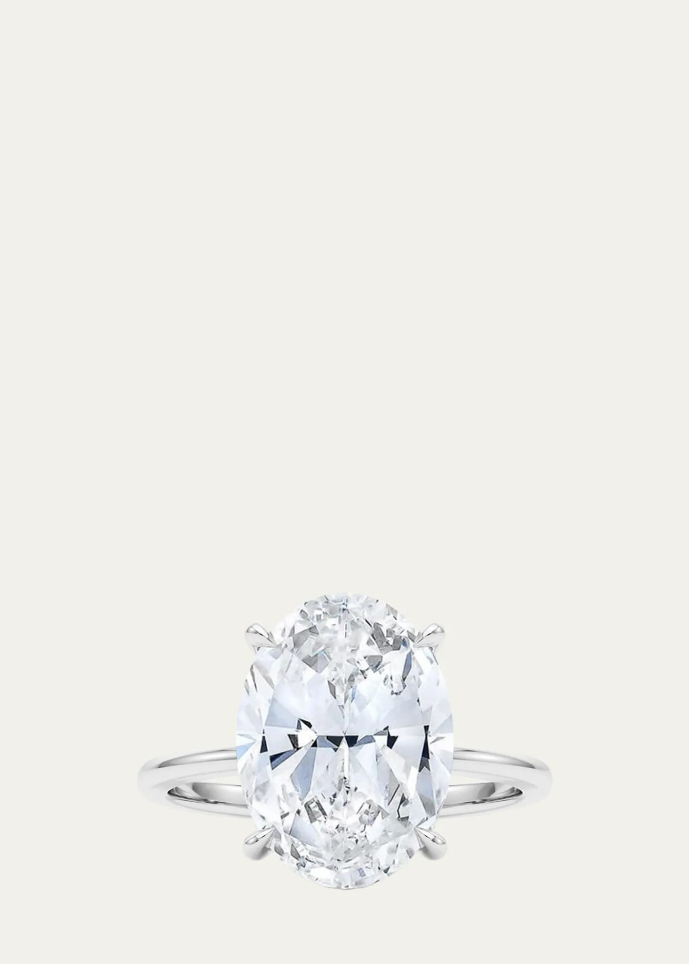 HauteCarat18K Oval Cut Hidden Halo Platinum Lab Grown Diamond Ring, 3.0tcw