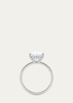 HauteCarat18K Oval Cut Hidden Halo Platinum Lab Grown Diamond Ring, 3.0tcw
