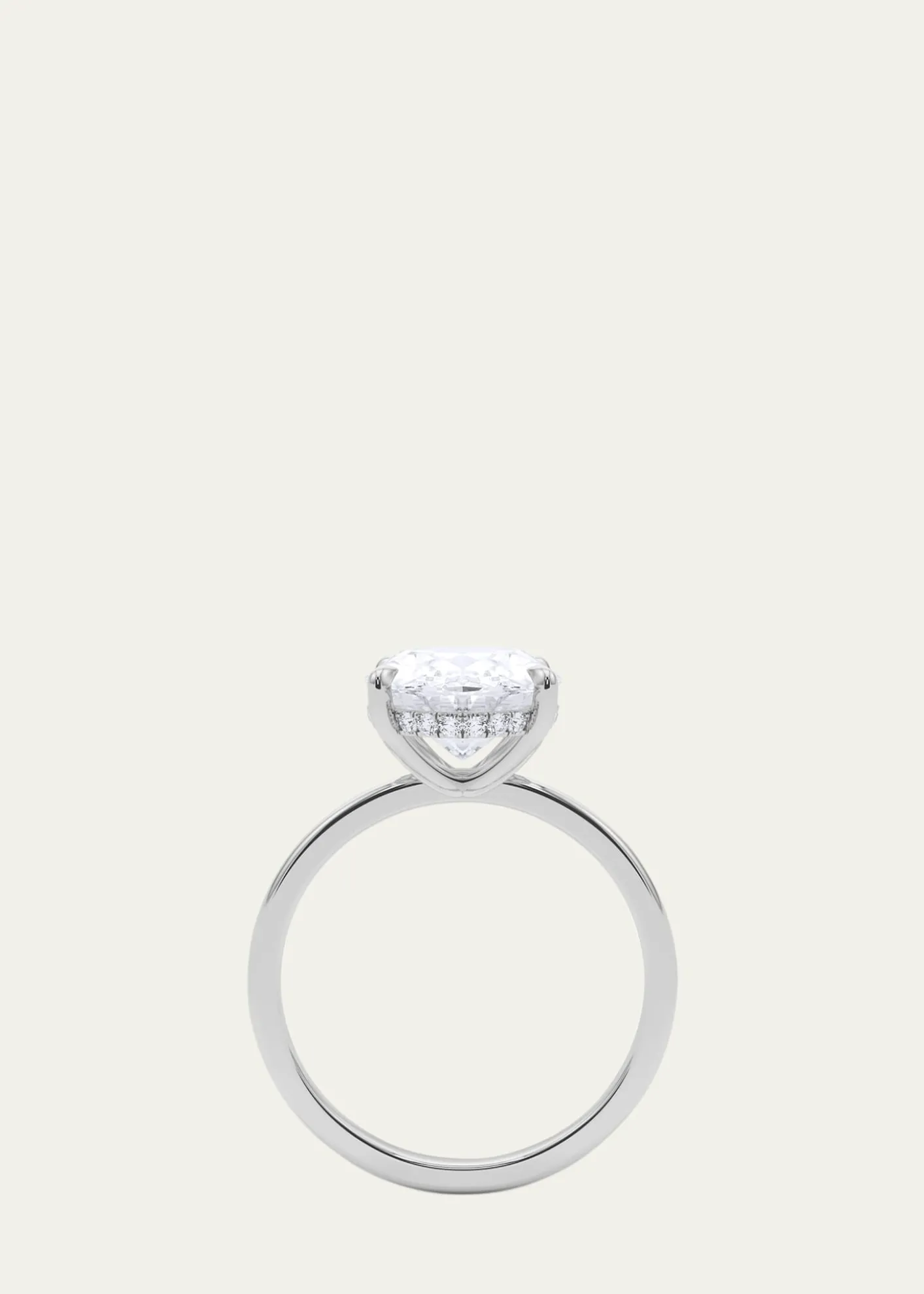 HauteCarat18K Oval Cut Hidden Halo Platinum Lab Grown Diamond Ring, 3.0tcw