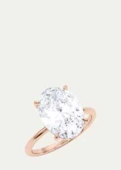 HauteCarat18K Oval Cut Hidden Halo Lab Grown Diamond Ring, 2.0tcw