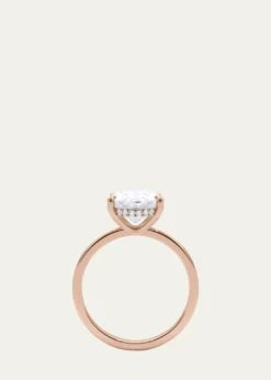 HauteCarat18K Oval Cut Hidden Halo Lab Grown Diamond Ring, 2.0tcw