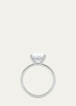 HauteCarat18K Oval Cut Hidden Halo Platinum Lab Grown Diamond Ring, 2.0tcw