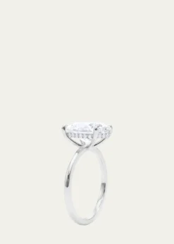 HauteCarat18K Oval Cut Hidden Halo Platinum Lab Grown Diamond Ring, 2.0tcw