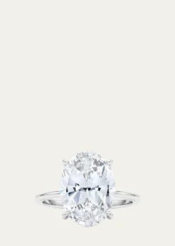HauteCarat18K Oval Cut Hidden Halo Platinum Lab Grown Diamond Ring, 2.0tcw
