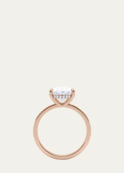 HauteCarat18K Oval Cut Hidden Halo Lab Grown Diamond Ring, 3.0tcw