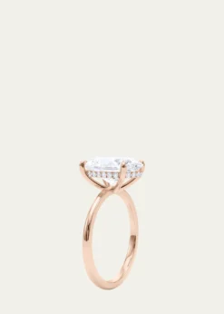 HauteCarat18K Oval Cut Hidden Halo Lab Grown Diamond Ring, 3.0tcw