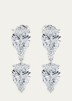 HauteCarat18K Pear Lab Grown Diamond Twin Earrings