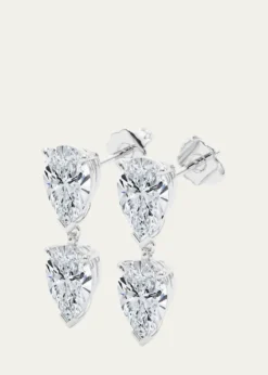 HauteCarat18K Pear Lab Grown Diamond Twin Earrings