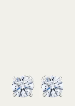 HauteCarat18K Round Brilliant Lab Grown Diamond Stud Earrings, 4.0tcw