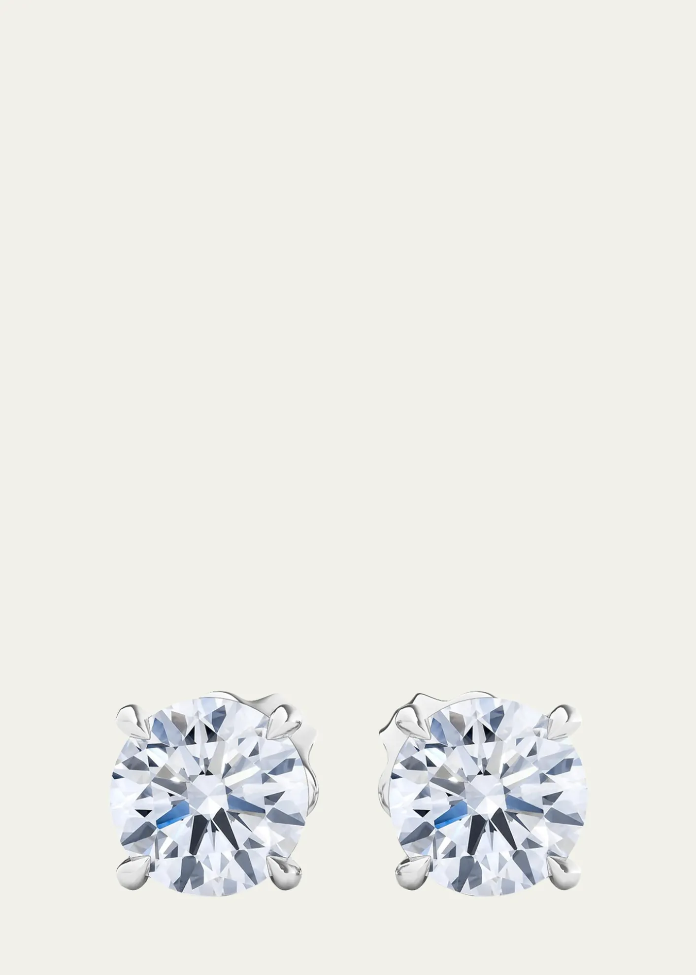 HauteCarat18K Round Brilliant Lab Grown Diamond Stud Earrings, 4.0tcw