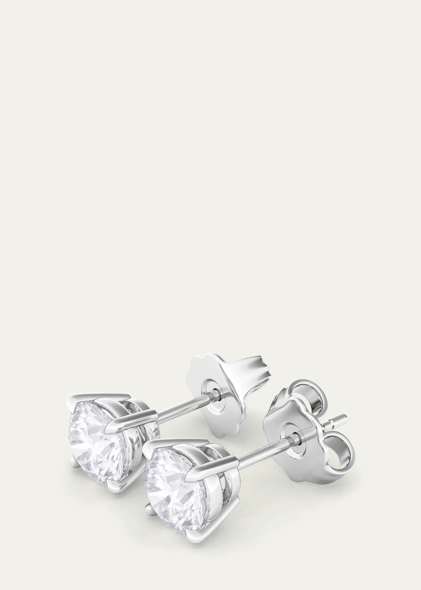 HauteCarat18K Round Brilliant Lab Grown Diamond Stud Earrings, 4.0tcw