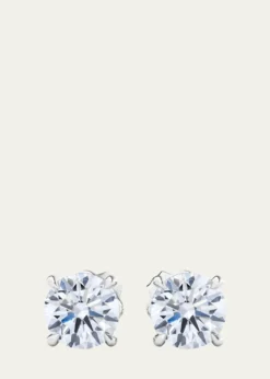 HauteCarat18K Round Brilliant Lab Grown Diamond Stud Earrings, 2.0tcw