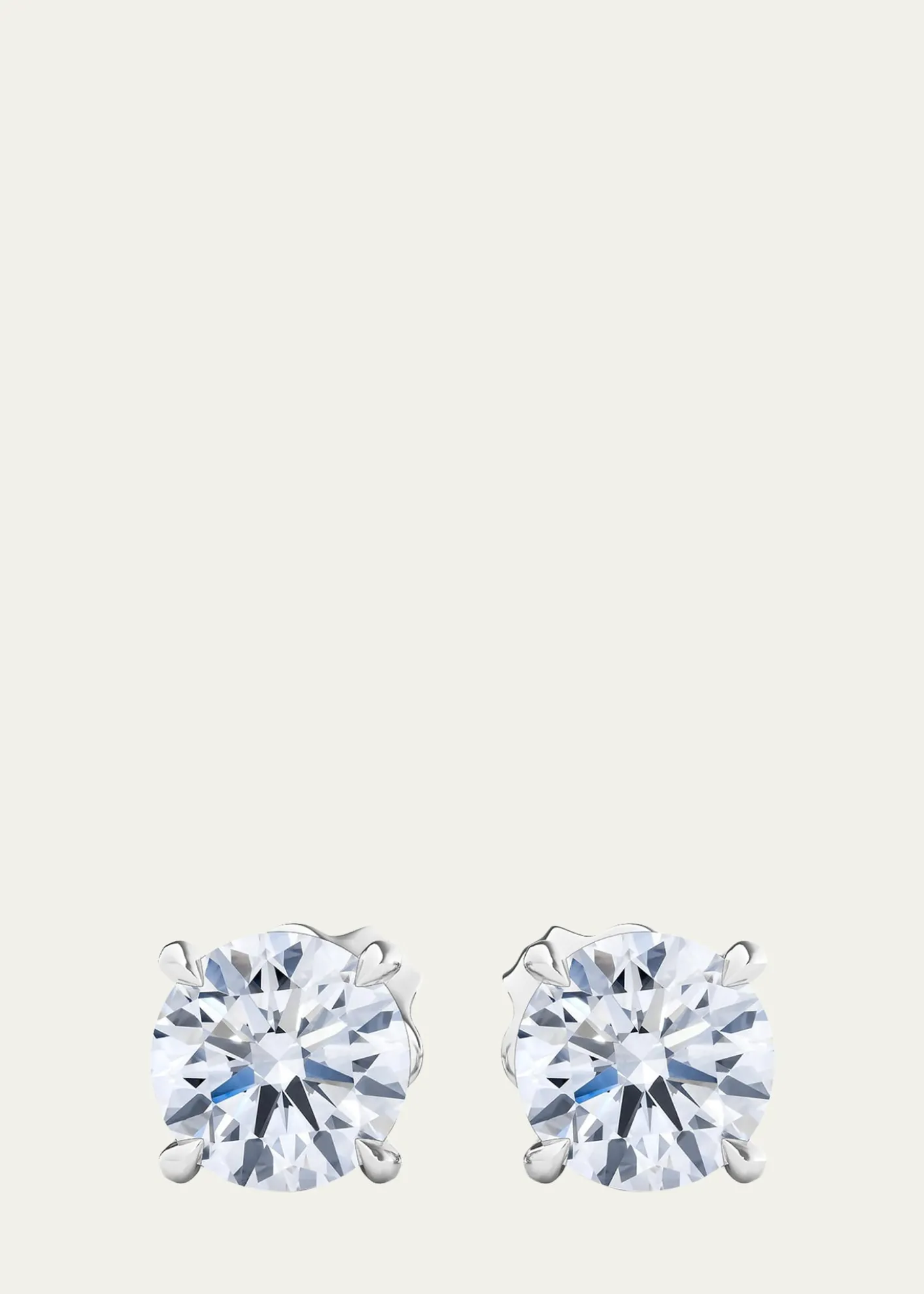 HauteCarat18K Round Brilliant Lab Grown Diamond Stud Earrings, 2.0tcw