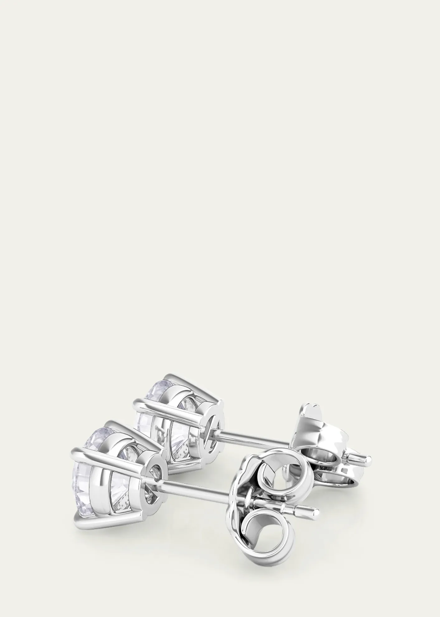 HauteCarat18K Round Brilliant Lab Grown Diamond Stud Earrings, 2.0tcw