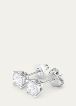HauteCarat18K Round Brilliant Lab Grown Diamond Stud Earrings, 2.0tcw