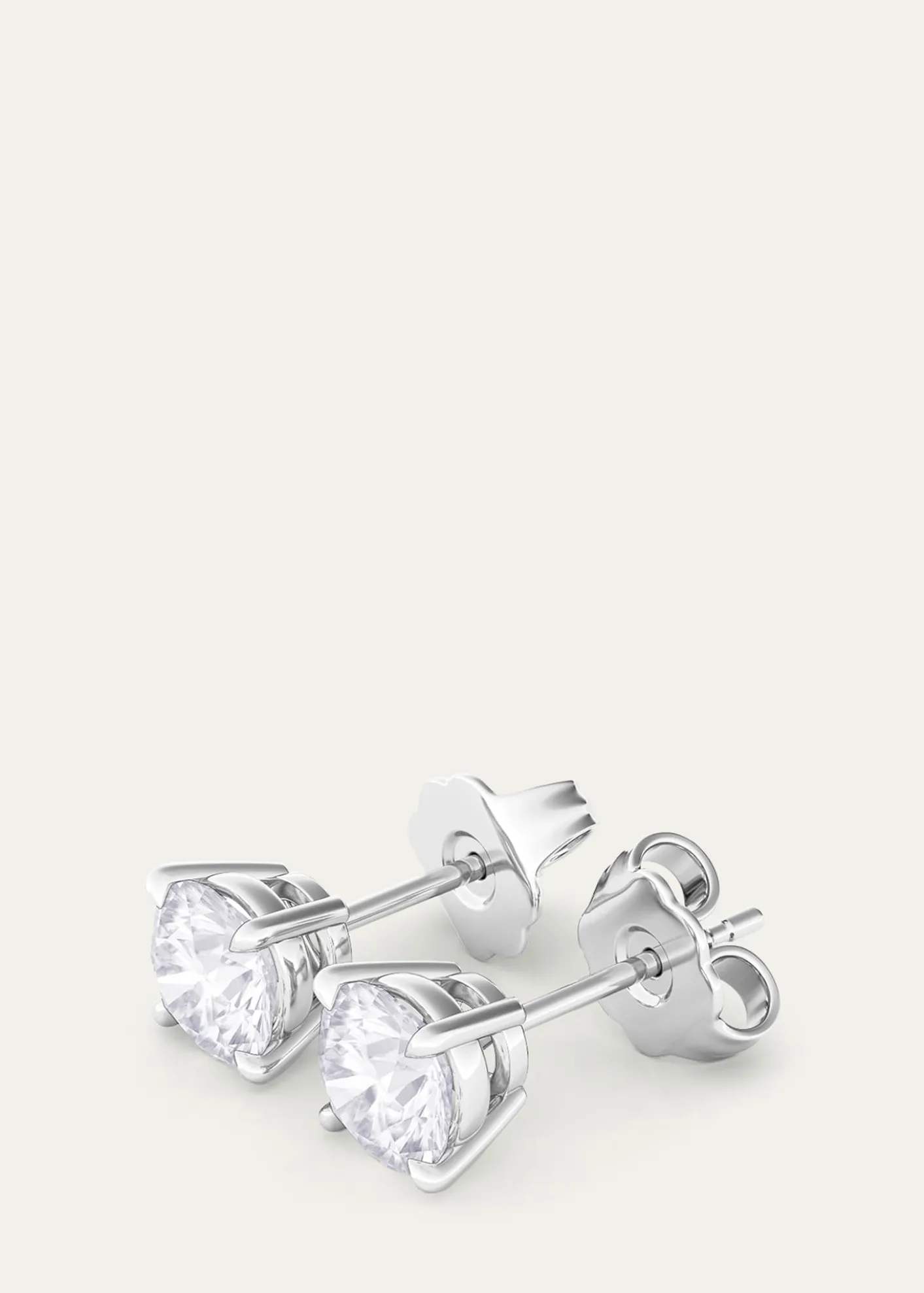 HauteCarat18K Round Brilliant Lab Grown Diamond Stud Earrings, 2.0tcw