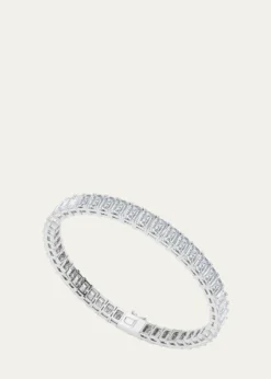 HauteCarat18K Vertical Emerald Lab Grown Diamond Tennis Bracelet