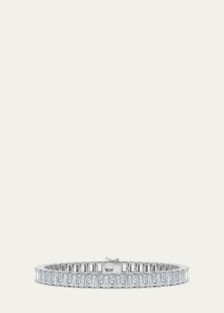 HauteCarat18K Vertical Emerald Lab Grown Diamond Tennis Bracelet