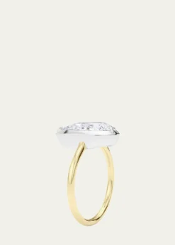 HauteCaratTwo Tone 18K Tilted Pear Lab Grown Diamond Ring, 2.0tcw