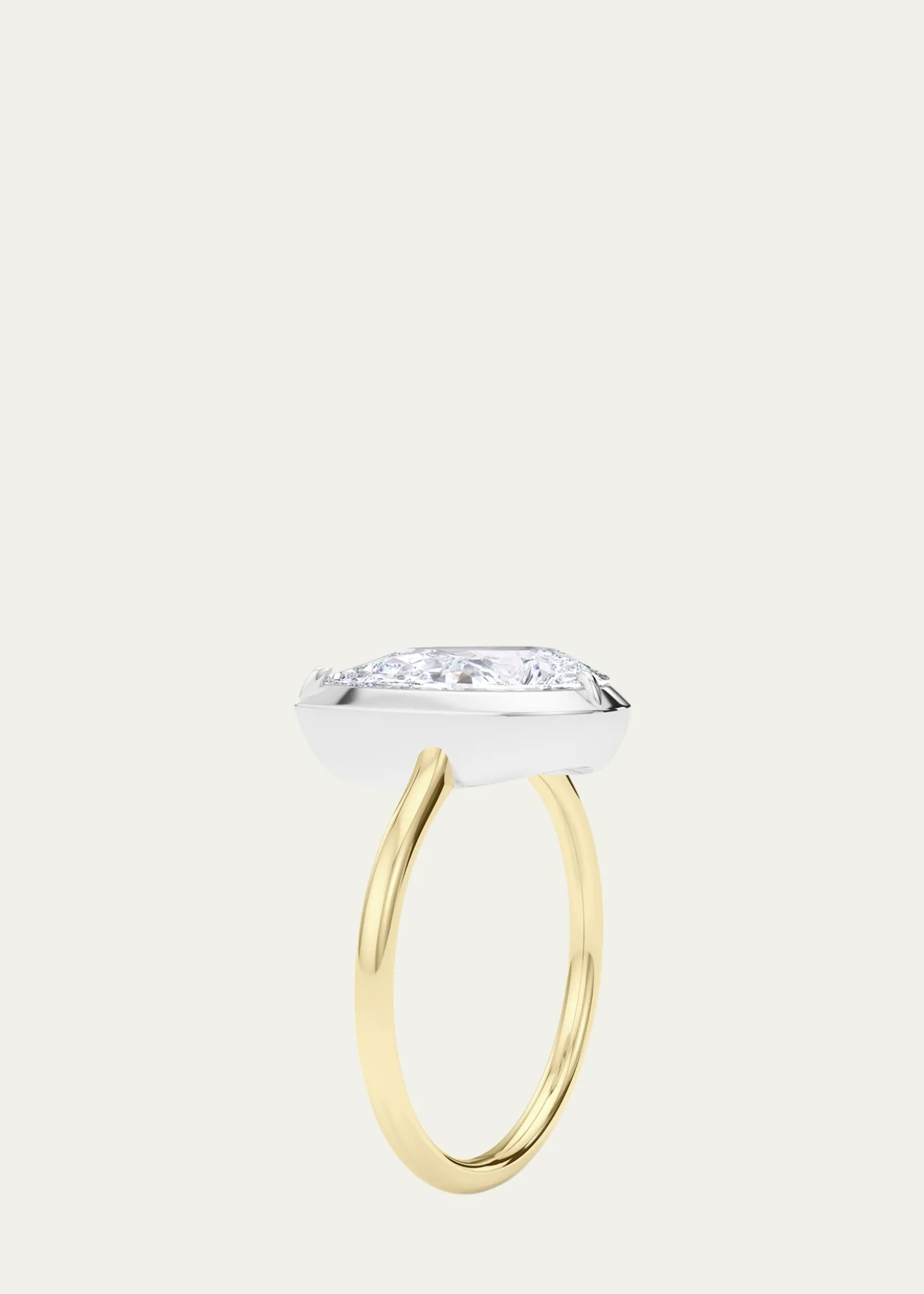 HauteCaratTwo Tone 18K Tilted Pear Lab Grown Diamond Ring, 2.0tcw