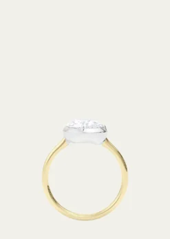 HauteCaratTwo Tone 18K Tilted Pear Lab Grown Diamond Ring, 2.0tcw