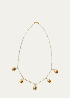 Haute VictoireColored Stone 5 Lune Necklace, 15"L
