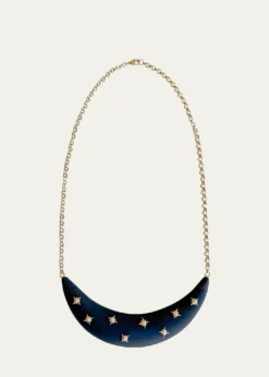 Haute VictoireCrescent Moon Ebony and Diamond Necklace