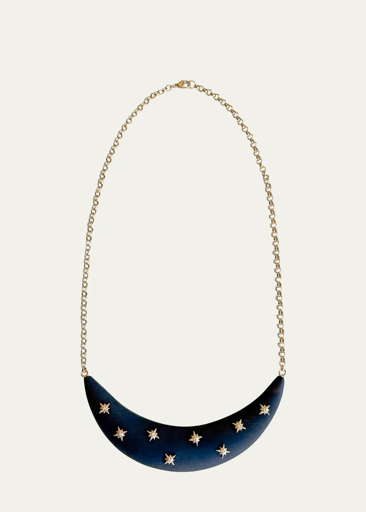 Haute VictoireCrescent Moon Ebony and Diamond Necklace