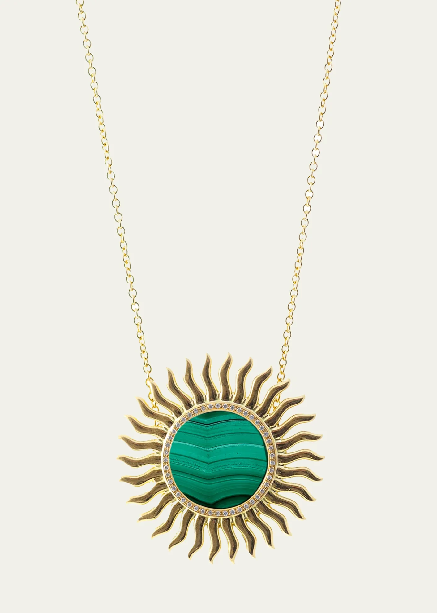 Haute Victoire18K Malachite and Diamond Solar Necklace