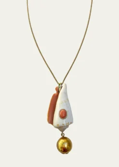 Haute Victoire14K Shell and Coral Keepsake Necklace