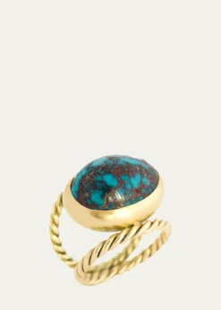 Haute VictoireOne Of A Kind Hand Twisted Turquoise Ring, Size 6.5