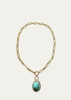 Haute VictoireOne Of A Kind Turquoise Cabochon Handmade Necklace, 16"L
