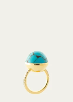 Haute VictoireOne Of A Kind Turquoise Dome and Diamond Ring, Size 7
