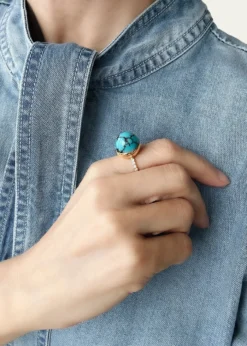 Haute VictoireOne Of A Kind Turquoise Dome and Diamond Ring, Size 7